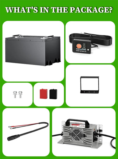 Customizable 48V 51.2V 65Ah 100Ah 105Ah 200A Smart BMS 6000Cycle 76.8V Golf Cart Battery Pack LiFePO4 Lithium Ion Various Colors