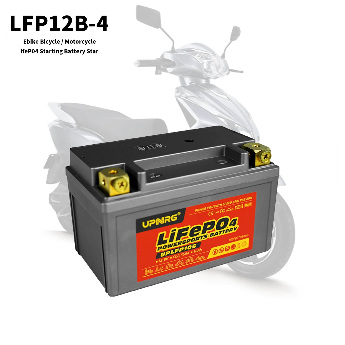 Rechargeable 12V 12.8V 8Ah LiFePO4 Motorcycle Starter Battery 12B - 4 Pouch Lithium Ion Batteries for Golf Cart Parts