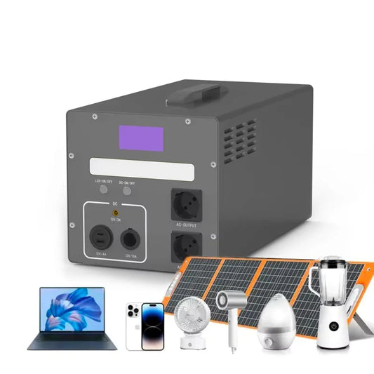 Portable 1Kw 1.3Kwh 2KW Lifepo4 Solar Power Station MPPT Controller Flashlight for Outdoor Camping Picnics Works Car Battery