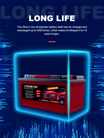 Yauneidak 80D26R 12.8V 40Ah Lithium Battery 1500 CCA Rechargeable LiFePO4 3000 Cycles -20C-60C Operating Temp for Lead-acid