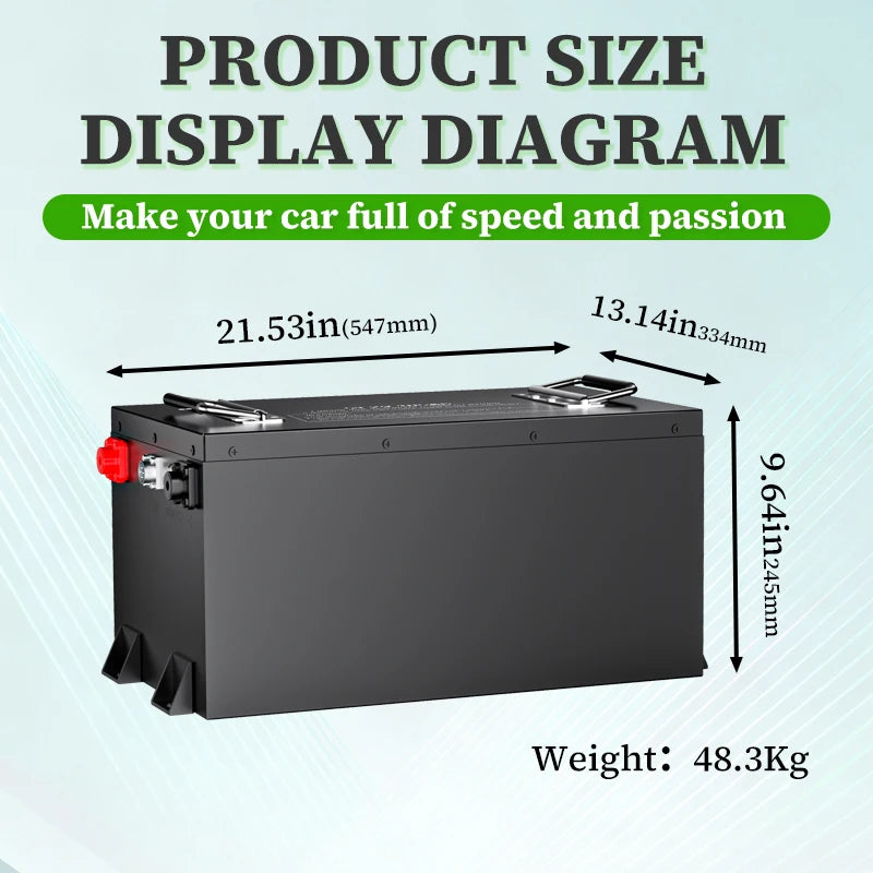 In Stock 51.2V 105Ah Electric Golf Cart Lithium Ion Batteries 48V 100Ah Smart BMS Bluetooth LCD Display LiFePO4 Battery Pack