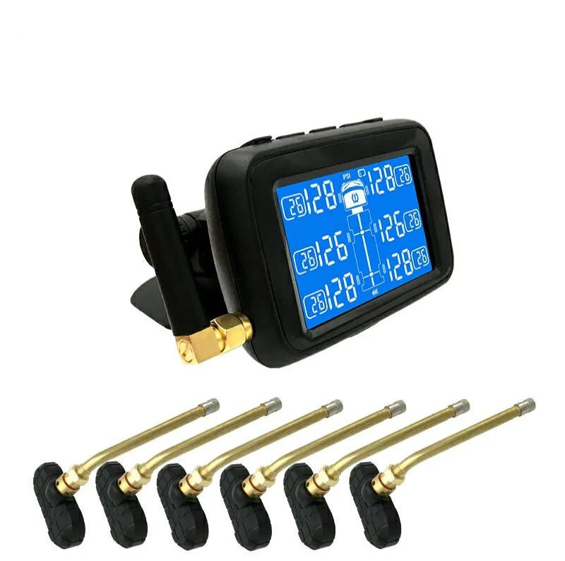 Truck Tpms Tire Pressure Monitoring System Display of Temperature and Pressure 6 Internal Sensors Auto Tire Alarm System