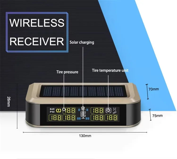 T601T6-WF Wireless Tire Pressure Monitoring System for Rv 6 Tyre Sensors Solar With External Sensor Truck Trailer Tpms