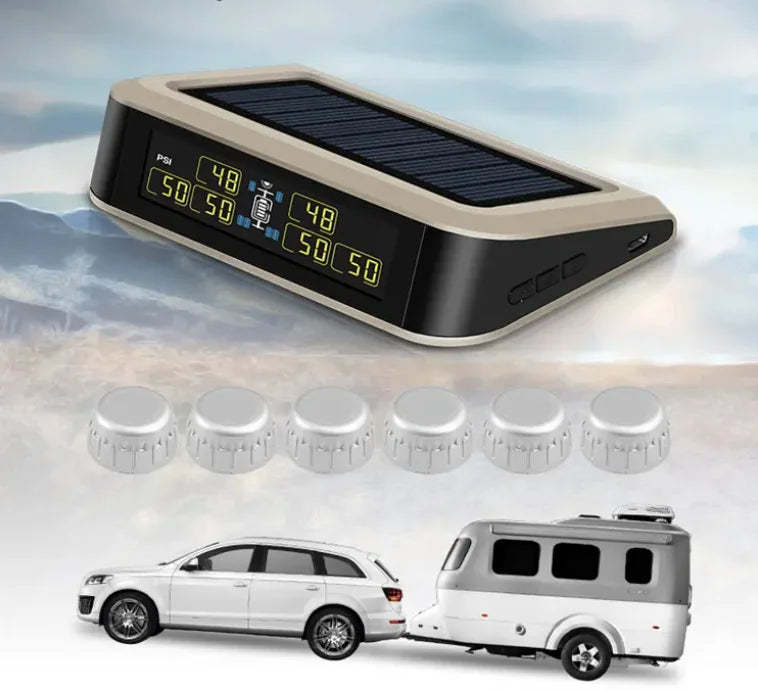 T601T6-WF Wireless Tire Pressure Monitoring System for Rv 6 Tyre Sensors Solar With External Sensor Truck Trailer Tpms