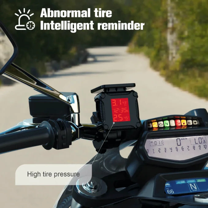 Motorcycle Tire Pressure Monitor Solar Color Screen High Precision Sensor Tire Pressure Detection