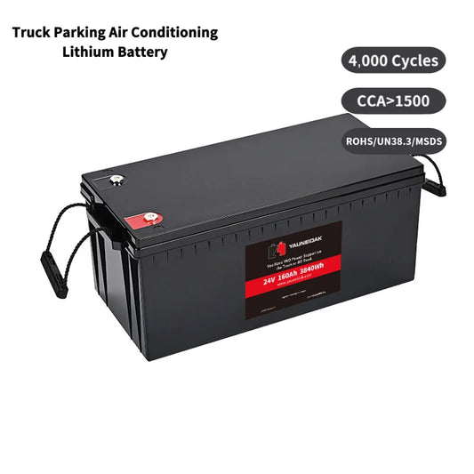 Deep Cycle 24V 160Ah CCA1500 Solid State IP67 Truck Starting Battery with Triple Emergency Start for Truck Air Conditioning