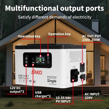 Factory 300W LiFePO4 MPPT Solar RV Port Jump Control Pure Sine Wave Cigar Lighter for Outdoors Car Solar Panel