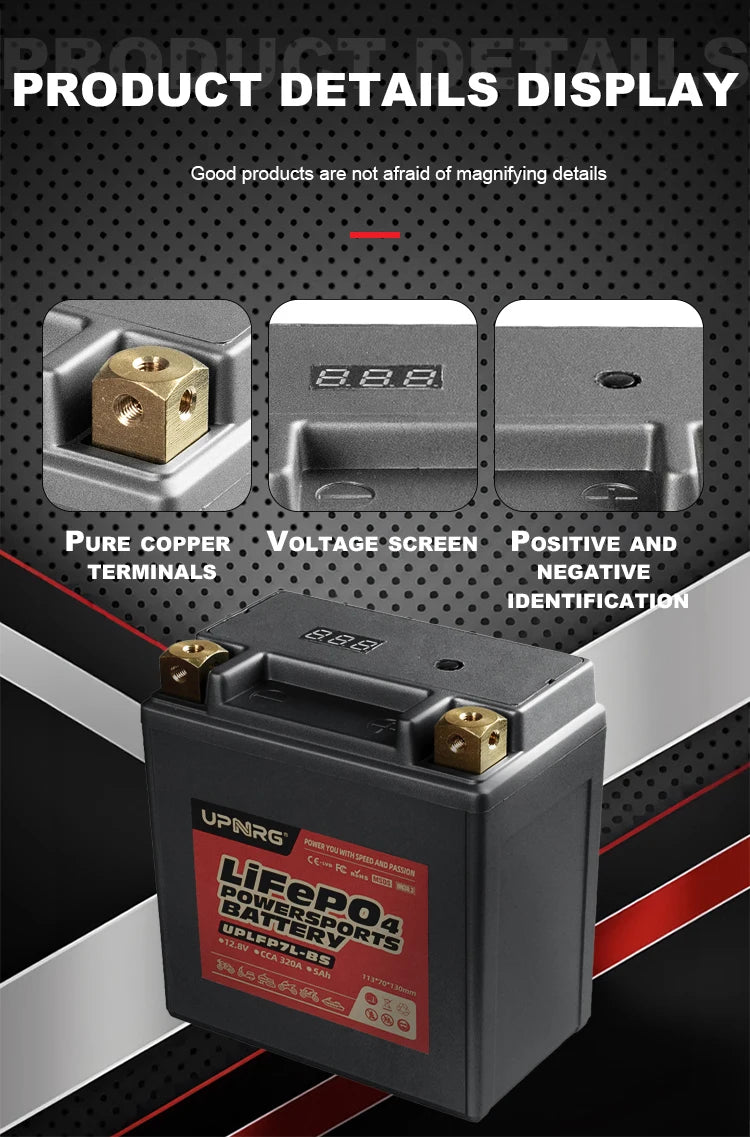 UPNRG LFP7B-4  High Quality Powersport Starting Lithium Battery for TV, Motorcycle, Scooter, Snowmobile, and UTV Built-in BMS