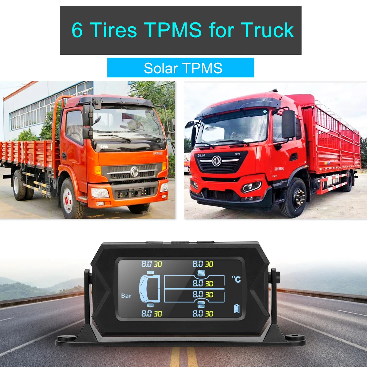 Source Factory Sales Truck Solar Tire Pressure Monitoring System TPMS 6 Wheel Truck Tire Pressure Teste