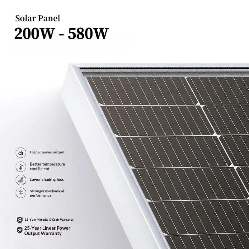 200W-580W All Black HJT/PERC Double Glass Solar Panel - Image 2